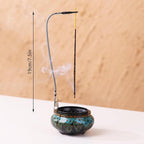Censer Sky Blue Incense Burner with Calabash Incense Stick Holder - Porcelain Charcoal Censer for Use with Resin Granular Powder Cone or Coil Incense (Blue Fambe)