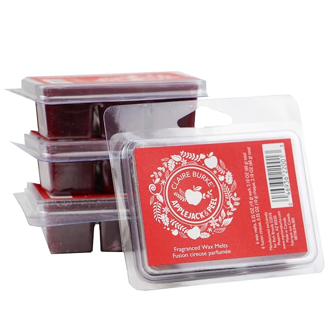 Claire Burke Wax Melts Air Freshener, Applejack & Peel Scent Fall Fragrance (4 Pack, 24 Wax Cubes) 2 oz