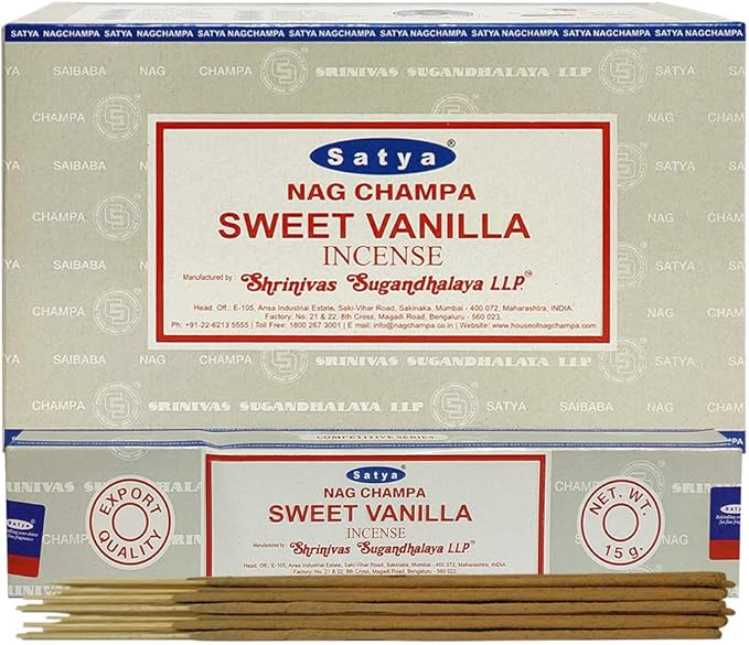 Satya Sweet Vanilla Incense Sticks and Holder Bundle