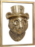 Animal Heads Wall Decor (Includes Metal Frame) Resin Animals Sculptures Head Wall Hanging Decoration Gold vintage Wall Sculpture for Living Room Bedroom Office(Panda)