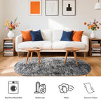 Noahas Oval Fluffy Grey Rainbow Rug 2.6X5.3 Small Kids Rugs for Bedroom Girls And Boys Aesthetic,Bedside Bedroom Rug,Ultra Soft Runner Carpet Modern Shaggy Nursery Area Rugs Home Deco