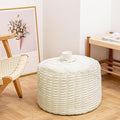 Handmade Unstuffed Ottoman Pouf Cover – Versatile Storage Footstool & Floor Pouf for Living Room, Bedroom, or Wedding Decor | 20" Diameter x 14" Height | Filler Not Included (Cream)