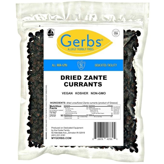 Gerbs Dried Zante Currants 4 lbs. | Unsulfured, No Artificial Additives, Resealable Bag | Naturally Bold & Tart Flavor | Top 14 Allergen-Free