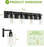 Espird Bathroom Vanity Light,4 Light Matte Black Light Fixture with Thickened Clear Glass Shade, 30 inch Modern Wall Sconce, Bathrooms Vanity Light Over Mirror for Bathroom