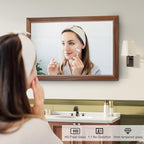 Bathroom Mirror for Over Sink,22x30Inch Thick Anti-Rust Wood Grain Metal Frame, Rectangle Decorative Wall Mirror with HD Tempered Glass, Horizontal or Vertical Mount for Vanity, Bathroom,Living Room