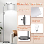【Upgraded】 Dimmable Gray Floor Lamp, 1203 Lumens LED Bulb Included, Arc Floor Lamps for Living Room Modern Standing Lamp with Gray Linen Shade, Tall Lamp for Living Room Bedroom Office Reading Room