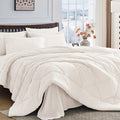 HEVUMYI Ivory Cali-King Comforter Set - 7-Piece All Season Bed in a Bag Cali-King, Ultra Soft Bedding Set with Comforter, Flat Sheet, Fitted Sheet, Pillowcases, Pillow Shams