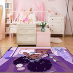 African American Black Girl Magic Rug - Afor Black Magic Girls Area Rug for Bedroom Purple Art Music Girl Carpet for Kids Room Living Room Floor Mats, 4.5x6 Feet