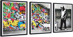 Novatique Banksy Wall Art Colorful Canvas Living Room Wall Decor Street Graffiti Art Picture Print Framed for Bedroom Ready to Hang,16" x 24" x 3pcs