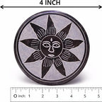 Marble Black Soapstone Incense Stick Holder | Handmade Round Incense Burner with Sun Carving | Decorative Ash Catcher for Home, Office, Meditation & Puja Décor