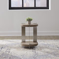 Liberty Furniture Harlow Living Room Chairside Table - Sandstone & Satin Nickel