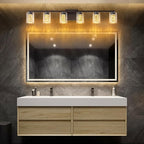 SineRise 6-Light Bronze Vanity Light with 3 Color Modes (3000K/4000K/6000K), Eye Protection LED Bathroom Light Fixture, Dimmable Modern Wall Light Over Mirror with Clear Glass Shade