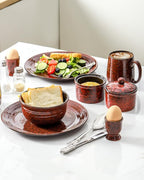 HASENSE Ceramic Dinner Plates Set of 4, 10 Inch Large Red Pasta Dessert Salad Serving Plates, Stoneware Steak Plate Set, Microwave and Dishwasher Safe