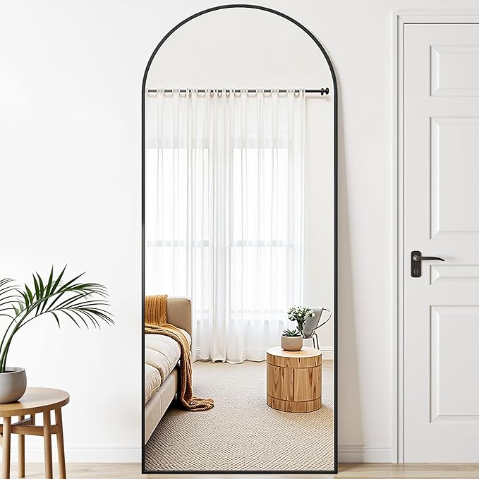 Suidia Arched Full Length Mirror, 59"x19" Floor Mirror Freestanding, Floor Standing Full Body Mirror with Stand for Bedroom, Hanging Leaning Mounted for Living Room Cloakroom, Black