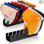 OAPRIRE Hat Stand for Baseball Caps Display and Organizer, No Install Acrylic Hat Organizer 2 Pack Holds 14 Baseball Caps for Closet, Bedroom, Dresser (Glossy Black)
