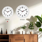 Wall Clock Silent Non-Ticking Modern Clock Battery Operated 8 Inch Small Classic Analog Decorative for Kitchen, Living Room, Office, Bedroom, Bathroom (White)