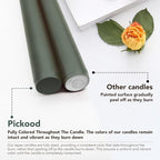 New Burning Formula Unscented Dripless 12-Inch Taper Candles Set of 12 - Dark Green, for Wedding, Dinner - Smokeless, Long Burning - Hand Poured, Colored Tall Candlesticks - Verde Oscuro