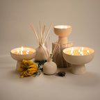 Blueme Nostalgia Candle | Bergamot & Musk | 6 Wick - Refillable Wellness Candle with Essential Oils, Hand Finished & Poured Soy Wax Blend Ceramic Vessel, Natural Cotton Wicks | Giant 45 oz