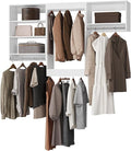 ROOMTEC Modular Closet System, 60" Closet Organizer with Hanging Rods, Wall-Mounted Wooden Tower for Walk-In Closets, Wardrobe Storage Kit, White
