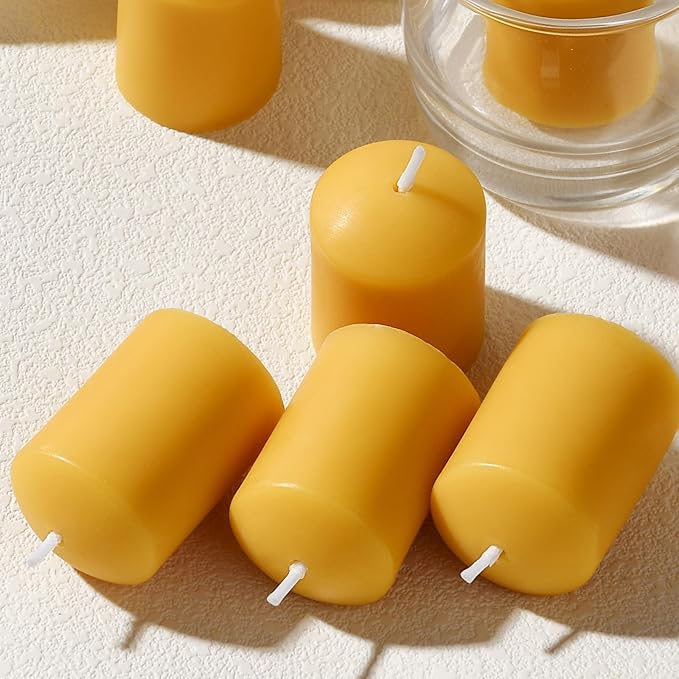 18PCS Beeswax Votive Candles Bulk, Pure Natural Beeswax - 9 Hour Burn Time, Unscented Handmade Candles for Home Décor, Room, Party, Spa, Gift