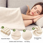 Newwiee 24 Pcs Fleece Throw Blankets Bulk 50'' x 60'' Oeko-tex Standard 100 Certified Spring Outdoor Wedding Guest Blankets Lightweight for Sleepover Donation Lap Pet Sofa Home (Cream White)