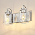 zeyu 12.5 Inch Modern Bathroom Vanity Light Fixtures, 2-Light Wall Mirror Light for Bathroom, Brushed Nickel Wall Sconces with Clear Glass Shade, ZSL72B-2W BN