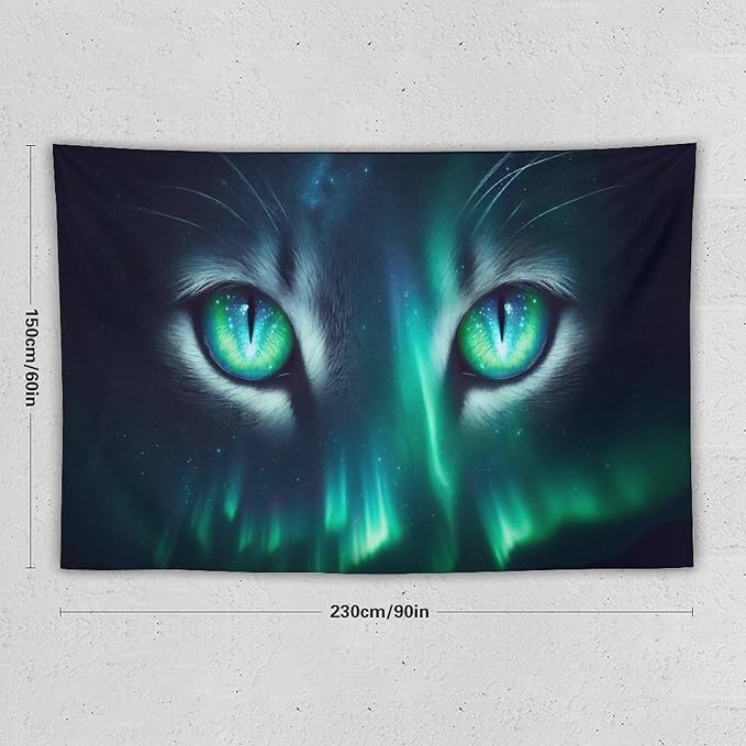 VUMIVI Cat Eye Galaxy Tapestry Mystical Northern Lights Starry Sky Abstract Aurora Art Magical Fantasy Decor Tapestry Wall Hanging for Living Room Bedroom Dorm Classroom Aesthetic Decor W90xL60in