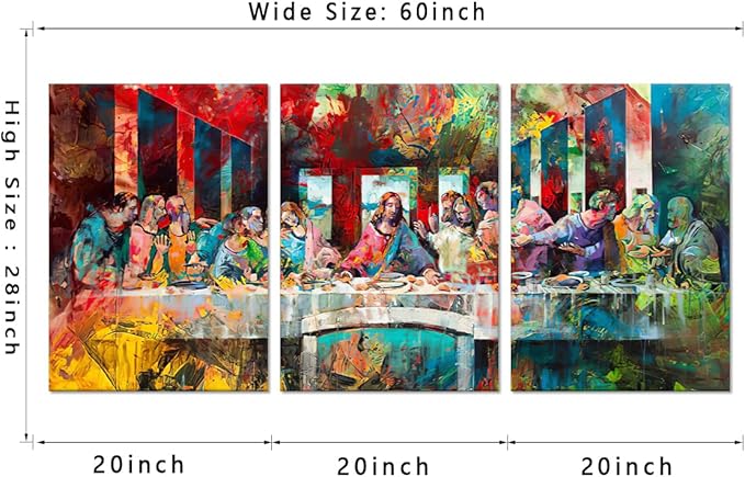 Novatique The Last Supper Wall Art Graffiti Wall Art Religious Posters Christian Wall Decor Prints Modern Graffiti Art Jesus Poster for Living Room Bedroom, 20 ”x 28 ”x 3Pcs