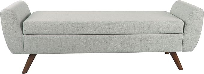 HomePop Modern Storage Bench with Wood Legs |Homepop Home Décor|Bench with Storage for Living Room & Bedroom - Light Gray Woven