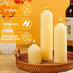 24 Pcs Ivory White Pillar Candles Bulk,2x3 2x6 2x8 Inch-8 Each Size,Large Christmas Pillar Candles Set of 3,Unscented Dripless Smokeless Hurricane Candles for Wedding Engagement Party Ceremony
