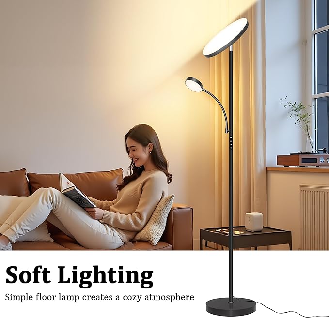 Floor Lamp-42W/4200LM Super Bright Floor Lamp,Dimmable 2-in-1 LED Floor Lamp for Bedroom,Torchiere Floor Lamps with Remote & Touch Control,69" Tall Standing Lamp for Living Room,Office,Reading