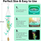 Wind Chimes,Hummingbird Solar Wind Chimes for Outside,Green Gradation Aluminum Tubes Deep Tone Memorial Wind Bell for Garden/Patio Mobiles Decorative Gifts for Mom, Wife, Grandma Neighbors(37" Long)