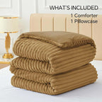 BEDELITE Fleece Twin Comforter Set -Super Soft & Warm Fluffy Brown Bedding, Luxury Fuzzy Heavy Bed Set for Winter with 1 Pillow case