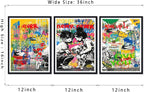 Novatique Colorful Graffiti Wall Art Banksy Canvas Wall Art Street Teenager Graffiti Poster Canvas Print for Living Room Bedroom,12" x 16" x 3Pcs