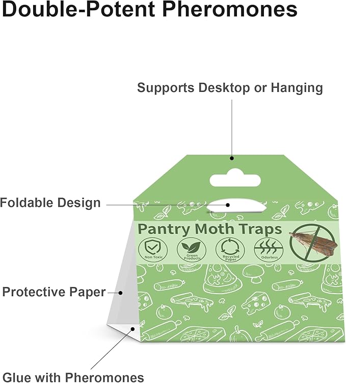 Pantry Moth Traps with Pheromones 6-Pack Safe and Effective for House Indoor Kitchen and Cupboard