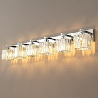 Modern 6-Light Chrome Crystal Bathroom Vanity Light Fixtures