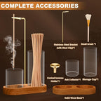 3-in-1 Incense Holder for Sticks, Incense Burner Holder with Glass Ash Catcher & Stick Storage, Bedroom House Yoga Meditation Zen Decor, Spa Gifts for Women, Unique Cozy Home Decor, Natural Wood