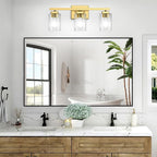 BesLowe 19‘’ 3-Light Bathroom Light Fixture, Modern Gold Bathroom Vanity Light Over Mirror, Matte Gold Wall Lamp, Sconces Wall Lighting Fixture for Living Room Bedroom Hallway