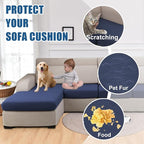 Waterproof Couch Cushion Covers 2 Seat Covers, Stretch Individual Seat Covers for Sectional Sofa, Reversible Couch Sofa Protector Covers for Kids Pets (2-Piece Loveseat Cushion Cover, Navy)
