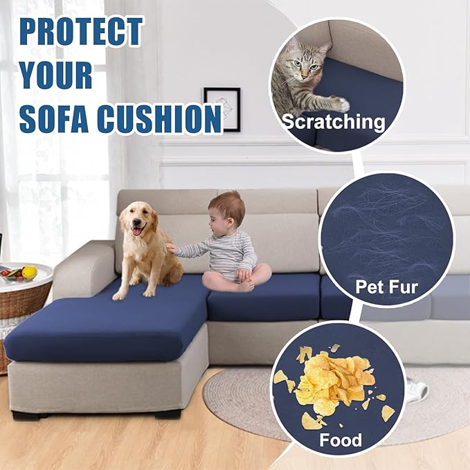 100% Waterproof Couch Cushion Covers, Replacement Sofa Cushion Covers, Stretch Individual Sofa Seat Cushion Slipcovers Furniture Protector for Kids Pets