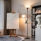 Luvkczc 72" Floor Lamp with Table, Adjustable Reading Lights, Modern Torchiere Floor Lamps for Living Room, Bedroom, Office, Brown【Bulb not Included】