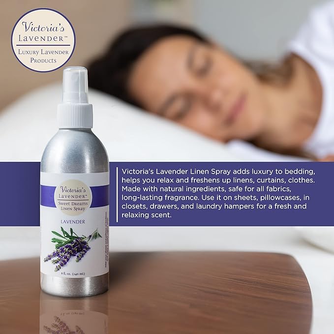 Victoria's Lavender Linen Spray - Aromatherapy Pillow Mist & Linen Spray for Bedding, Soothing Lavender Essential Oil Pure Blend for Bed & Pillows, Relaxing, Handmade in the USA - 2 Pack, 8 oz