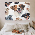 VUMIVI Cartoon Dog Tapestry Black & White Pet Dog Heads Cute Illustration Modern Creative Design Tapestry Wall Hanging for Living Room Bedroom Dorm Classroom Aesthetic Decor W40xL30in