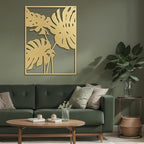 SIGNLEADER Metal Wall Art Decor Three Tropical Monsteras Leaf Minimalist Modern Abstract Wall Sculpture Hangings Home Decoration for Living Room, Bedroom, Bathroom, Kitchen, Outdoor - 18" Gold