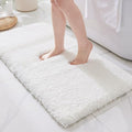 ILANGO White Bathroom Rugs 60" × 24" Non Slip & Super Absorbent Extra Thick Soft, Washable Bath Carpet Runner for Floor, Microfiber Plush Shaggy Bath Mats with Rubber for Bedroom Bathtub Shower Room