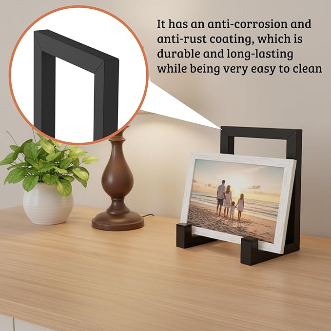 3 Pcs 8 Inch Black Metal Plate Stands for Display, Decorative Table Top Easels Multifunctional Holder for Picture, Book, Platter, Photo