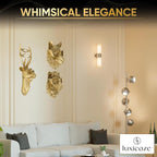Luxicoze Gold 3pcs Animal Heads Wall Decor - Victorian-Style Lion Head, Bear Head, and Deer Head Wall Mount Decor, Adorned with Spectacles, Resin Home Decor Sculptures for Artistic Living Rooms, Animal Statue.