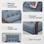 Lexicon Modern Accent Chair, Luxury Genuine Leather Match Living Room Chair with Tufted Cushions, Solid Wood Frame and Arm Rest, Comfy Upholstered Single Seat for Bedroom/Reading/Office, Blue