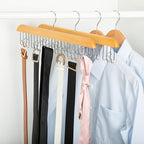 Amazon Basics Wooden Belt Hanger Closet Organizer, Multifunctional, Smooth Finish, Natural, 2-Pack