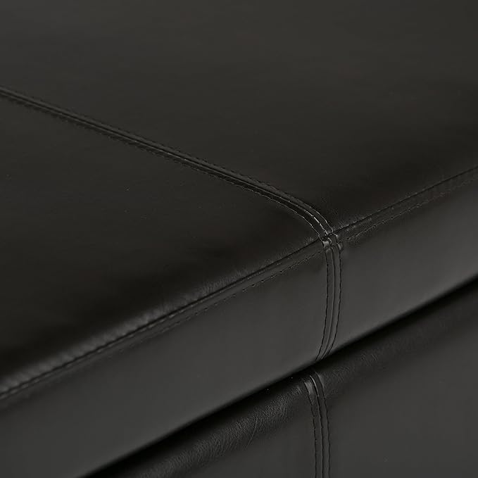 SIMPLIHOME Avalon Storage Ottoman Bench - 48 inch Wide Upholstered Vegan Leather Rectangular Lift-Top Ottoman in Tanners Brown, Contemporary Storage Bench for Living Room with High-Density Foam